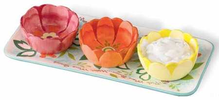 Summer Daze Condiment Set - Set of 3 Motif Bowls with Tray