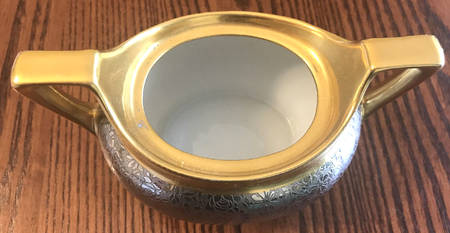 Rose and Daisy (Platinum on Gold) Sugar Bowl No Lid