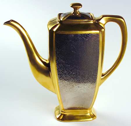 Rose and Daisy (Platinum on Gold) Coffee Pot & Lid