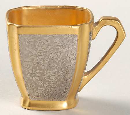 Rose and Daisy (Platinum on Gold) Footed Demitasse Cup
