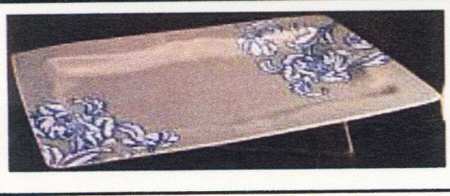 Peony Portrait Blue 16" Rectangular Serving Platter