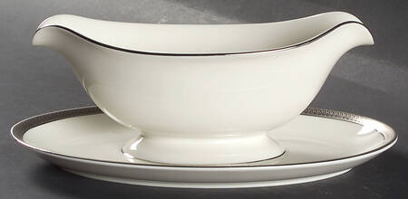 Geneva (White Background) Gravy Boat with Attached Underplate