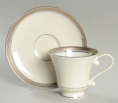 Geneva (White Background) Footed Cup & Saucer Set