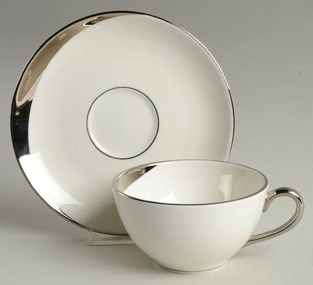 Crescent (White Background) Flat Cup & Saucer Set