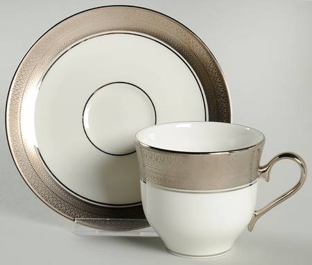 St Moritz (White Background) Flat Cup & Saucer Set