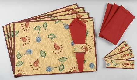 Palermo (12 Piece) Cloth Placemat, Napkins, Napkin Rings
