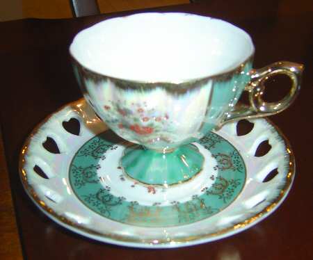 Heritage Blossom (Lusterware Gold Trim) Footed Cup & Saucer Set