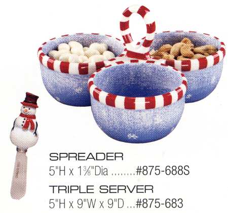 Snowman Check Handled 3-Part Divided Server