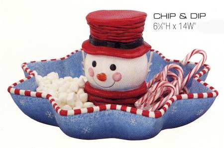 Snowman Check (2 Piece) Chip & Dip Set