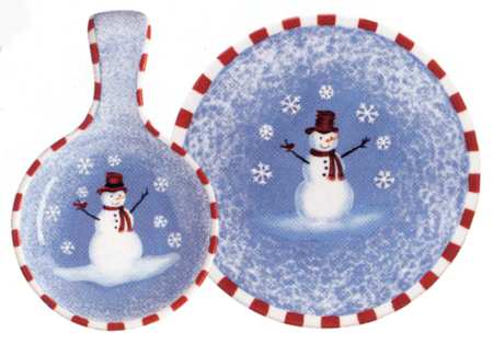 Snowman Check Spoon Rest/Holder (Holds 1 Spoon)