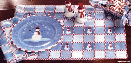 Snowman Check Cloth Placemat