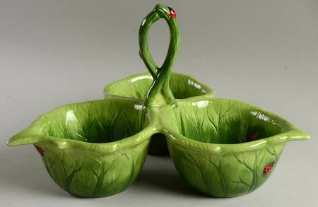 Ladybug 3 Section Dip Bowl W/Center Handle