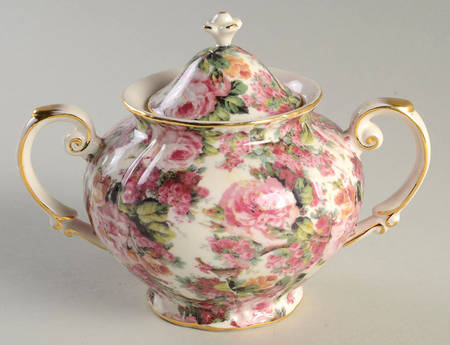 Rose Chintz Sugar Bowl & Lid