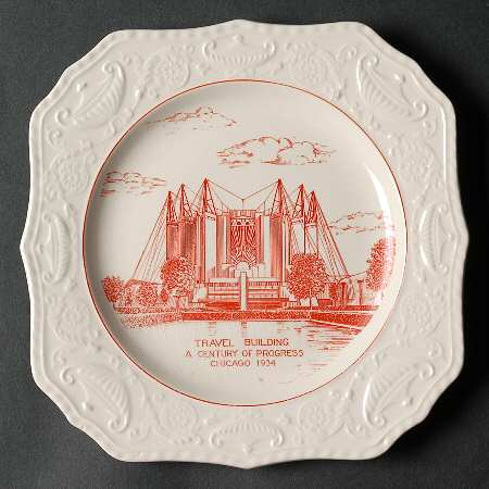 Century of Progress (Red) Square Salad Plate