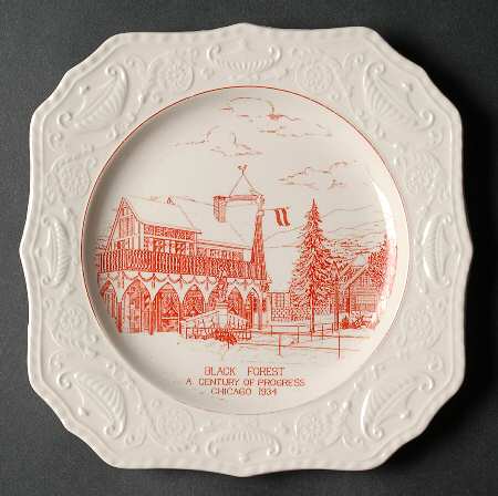 Century of Progress (Red) Square Salad Plate