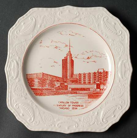 Century of Progress (Red) Square Salad Plate