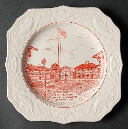 Century of Progress (Red) Square Salad Plate