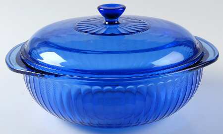 Sculptured Cobalt Blue 2 Qt Round Covered Casserole