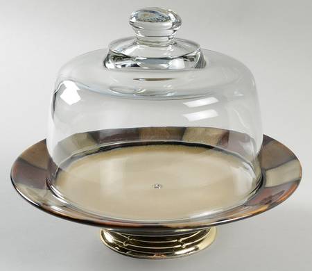 Taos 6 1/2"-7 1/2" Footed Cheese Plate w/ Glass Dome HC