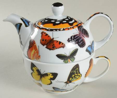 Butterflies Individual Teapot & Lid with Cup