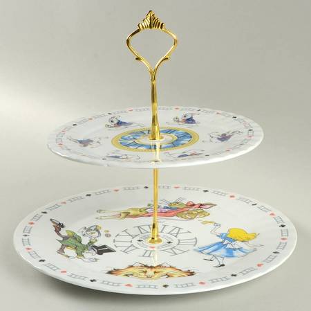 Alice in Wonderland's Cafe 2-Tier Serving Tray