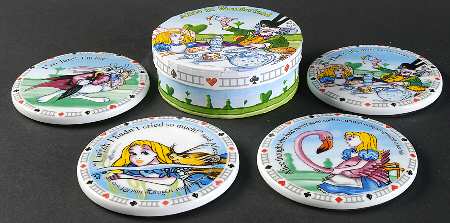 Alice in Wonderland's Cafe Coaster - Set of 4 with Holder