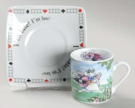 Alice in Wonderland's Cafe Flat Demitasse Cup & Saucer Set