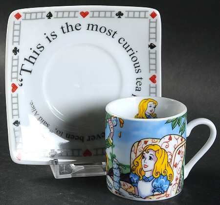 Alice in Wonderland's Cafe Flat Demitasse Cup & Saucer Set by Cardew Design
