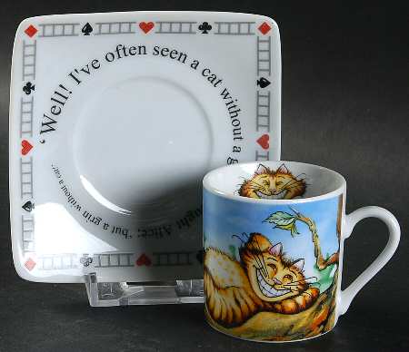 Alice in Wonderland's Cafe Flat Demitasse Cup & Saucer Set