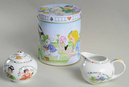 Alice in Wonderland's Cafe Creamer & Sugar with Lid & Gift Tin
