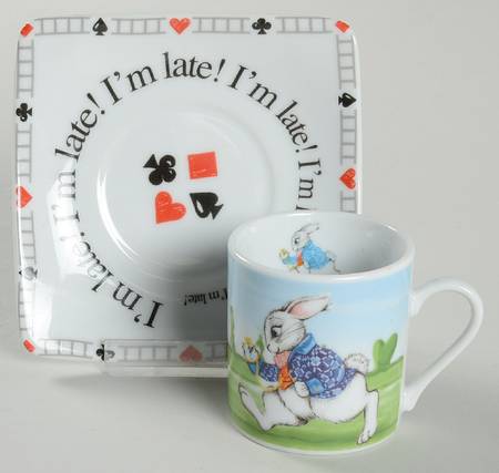 Alice in Wonderland's Cafe Flat Demitasse Cup & Saucer Set