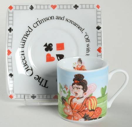 Alice in Wonderland's Cafe Flat Demitasse Cup & Saucer Set
