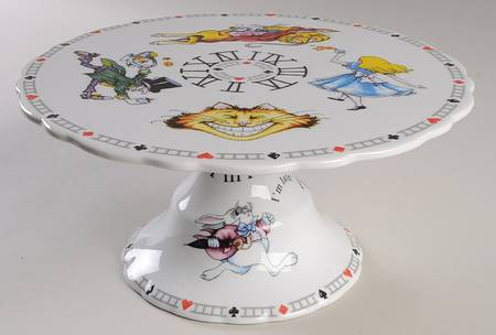 Alice in Wonderland's Cafe 10" Diameter Pedestal Cake Stand