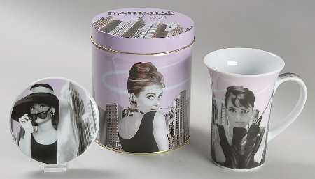 Manhattan Cafe Mug & Coaster Set W/Gift Tin & Lid