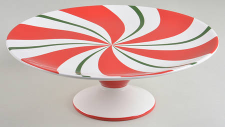 Candy Cane 12" Diameter Pedestal Cake Stand