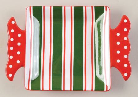 Candy Cane Square Appetizer Plate