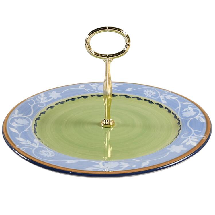 Garden Blooms Round Serving Plate with Center Handle (Dp) Hc