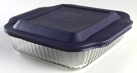 Sculptured Clear 8" Square Baker & Plastic Lid