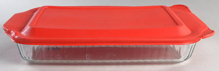 Sculptured Clear 13" Rectangular Baker w/Plastic Lid by Pyrex