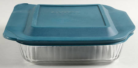 Sculptured Clear 8" Square Baker & Lid