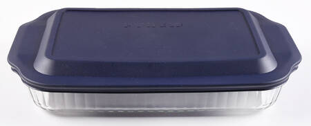 Sculptured Clear 13" Rectangular Baker w/Plastic Lid by Pyrex