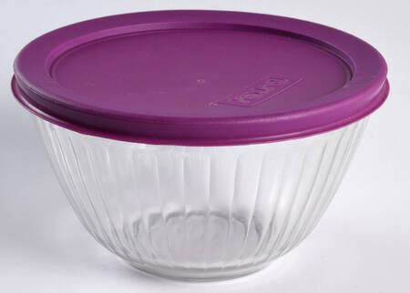 Sculptured Clear 5" Round Vegetable Bowl w/Plastic Lid