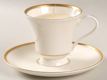 Signature (Gold Trim, No Monogram, Ivory) Scented Cup & Saucer Candle-Ocean  HC
