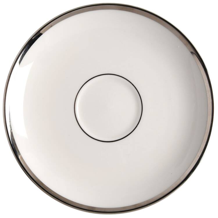 Signature (Platinum Trim, No Monograms, White Body Saucer for Footed Cup