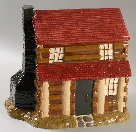 Log Cabin Figural Cookie Jar & Lid