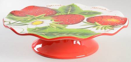 Strawberry 11" Pedestal Cake Stand & Ceramic Server
