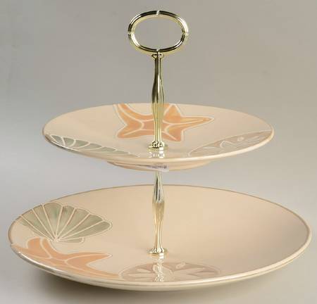 Sandy Shores 6 5/8"-10"  2 Tiered Serving Tray (Dp, Sp) HC