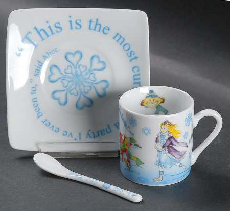 Alice in Winterland Demitasse Cup & Saucer Set w/Spoon