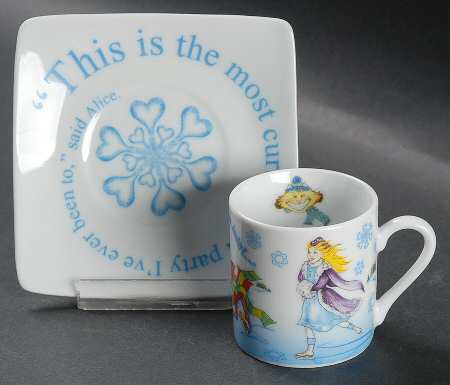 Alice in Winterland Flat Demitasse Cup & Saucer Set