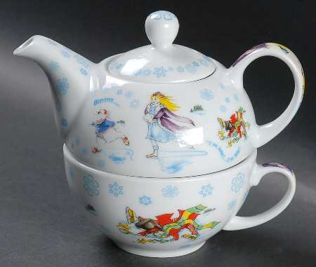 Alice in Winterland Individual Teapot & Lid with Cup